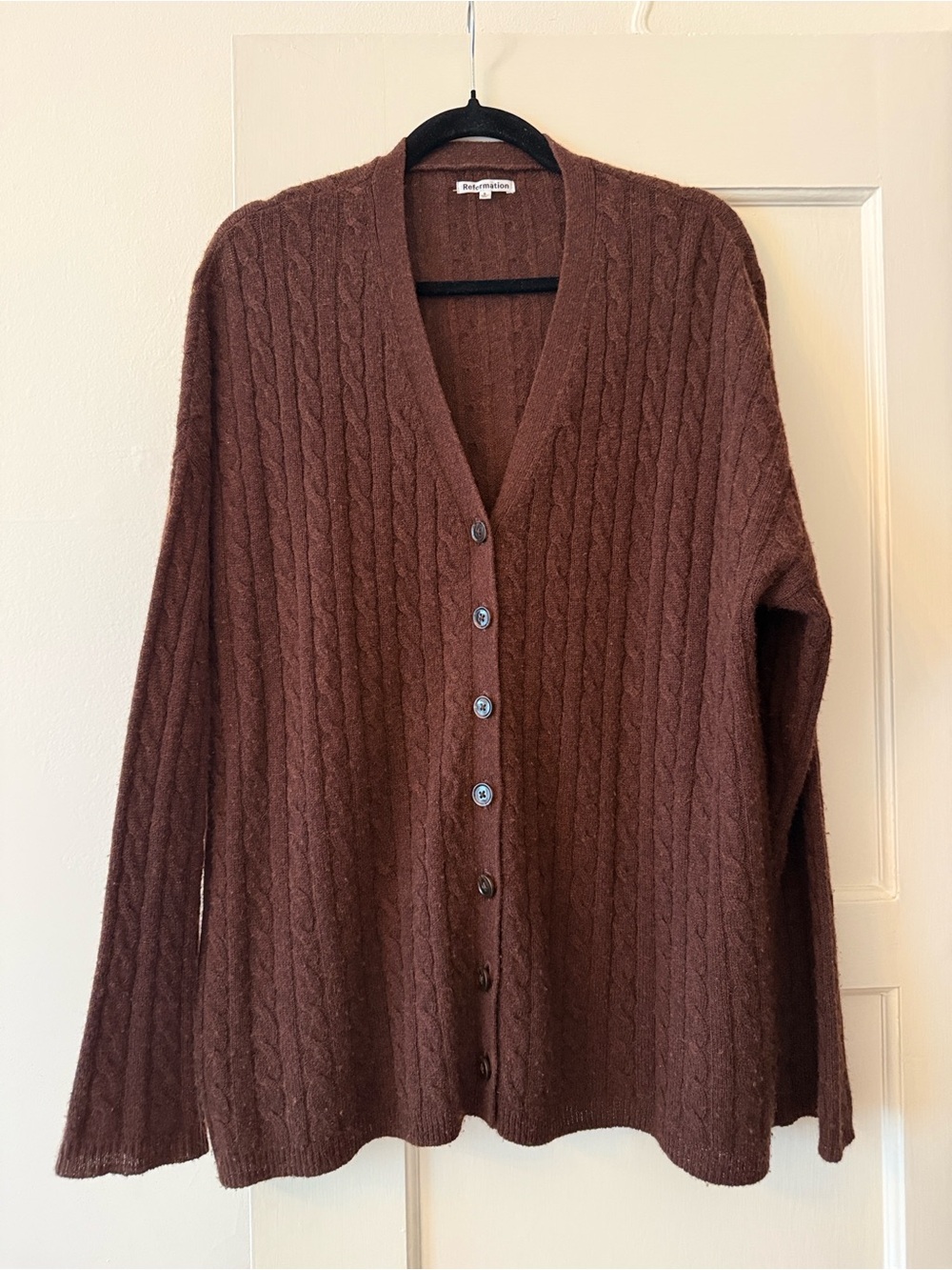 Reformation Giusta cable-knit cardigan M